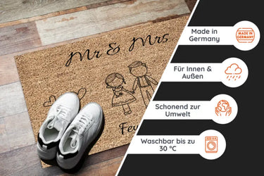 Strichmännchen - Personalisierte Fußmatte zur Hochzeit